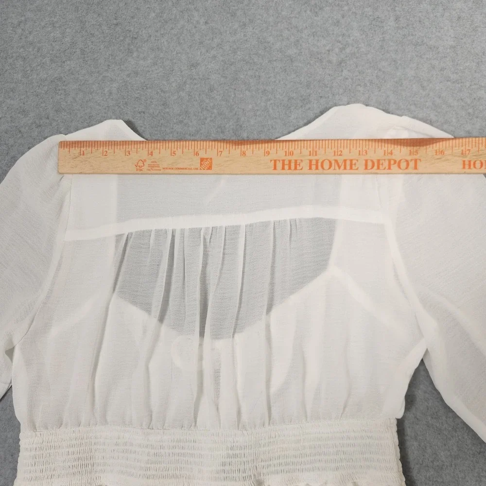 Free People Lolita Top Medium White Balloon Sleeve Cottagecore Boho Fairy